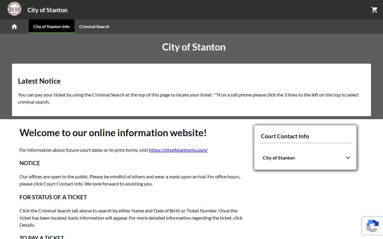 Stanton criminal history citation payment portal in Martin County