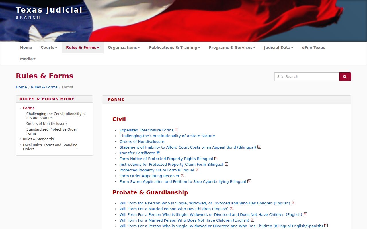 Texas forms for restricted Martin County criminal court case records
