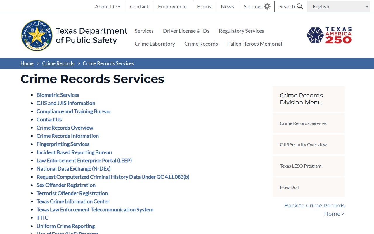 Martin County criminal history Texas DPS crime records services
