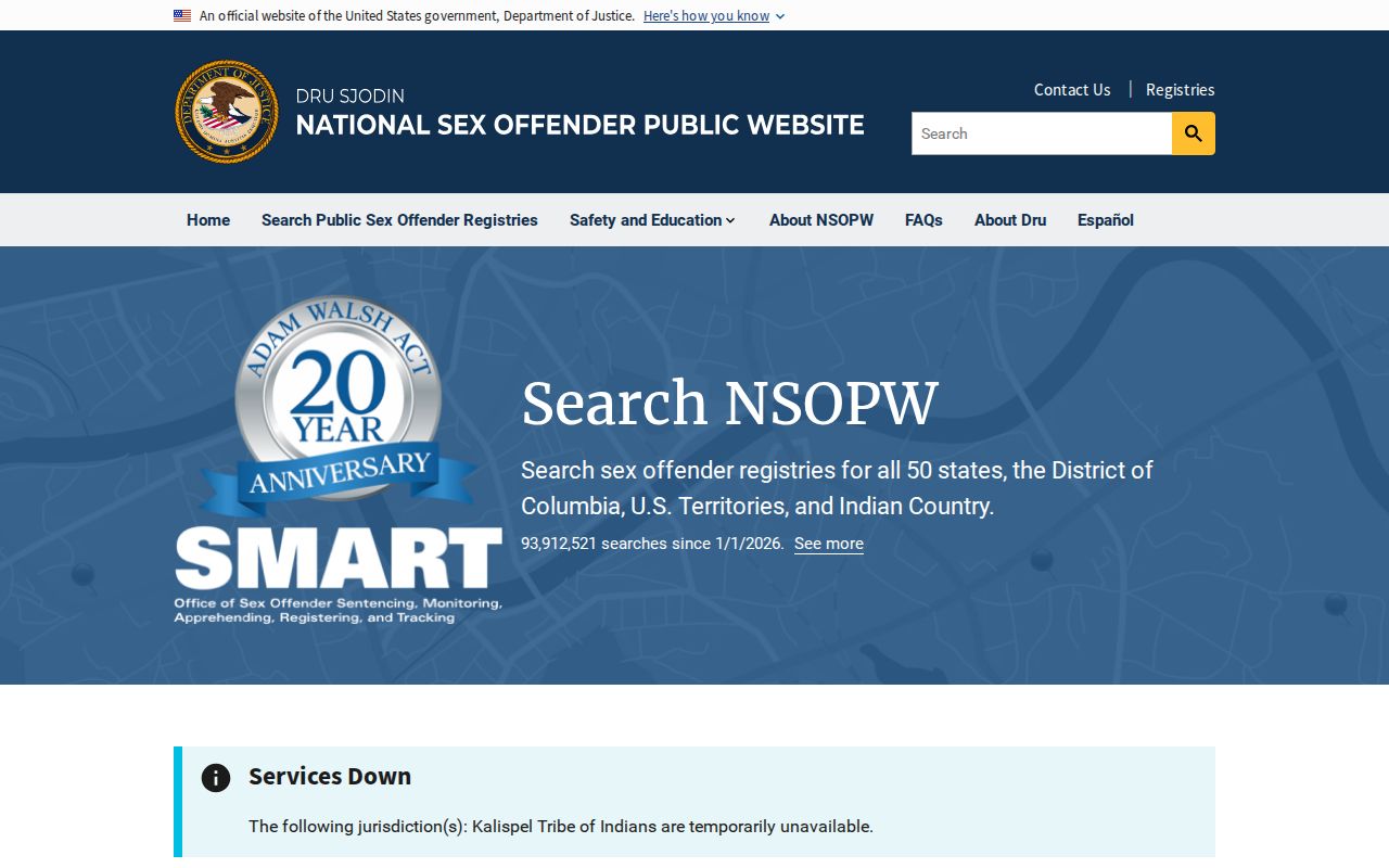 National registry layer for a Martin County sex offender search
